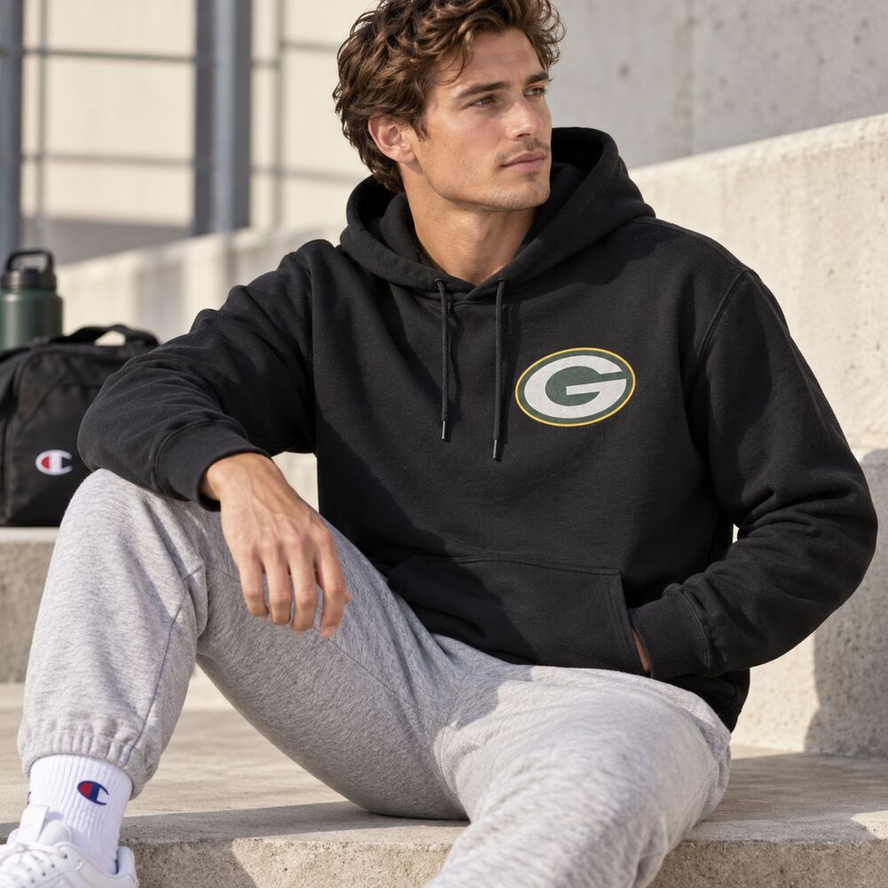 Green Bay Packers Black Hoodie Sweatshirt Size Medium NWOT